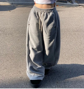 Ether Vizo pin-tuck two-way thick wide fleece long pants