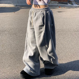 Ether Vizo pin-tuck two-way thick wide fleece long pants