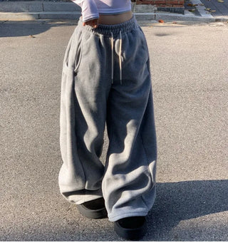 Ether Vizo pin-tuck two-way thick wide fleece long pants