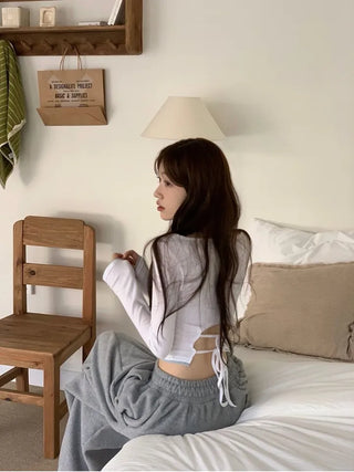 Ether Vizo pin-tuck two-way thick wide fleece long pants