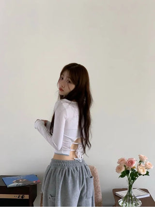 Ether Vizo pin-tuck two-way thick wide fleece long pants