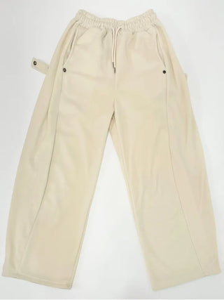Ether Vizo pin-tuck two-way thick wide fleece long pants
