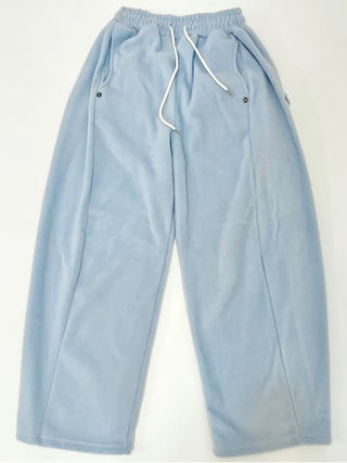 Ether Vizo pin-tuck two-way thick wide fleece long pants