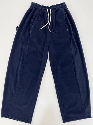 Ether Vizo pin-tuck two-way thick wide fleece long pants