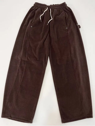 Ether Vizo pin-tuck two-way thick wide fleece long pants