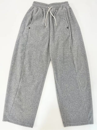 Ether Vizo pin-tuck two-way thick wide fleece long pants