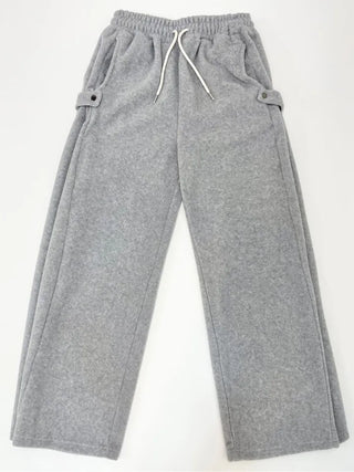 Ether Vizo pin-tuck two-way thick wide fleece long pants