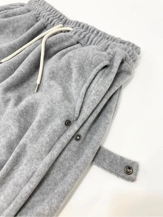 Ether Vizo pin-tuck two-way thick wide fleece long pants