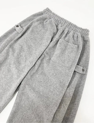 Ether Vizo pin-tuck two-way thick wide fleece long pants