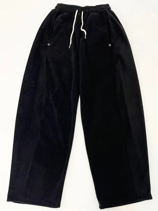Ether Vizo pin-tuck two-way thick wide fleece long pants
