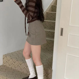 Leche Stripe Muffler Golji Cardigan Set