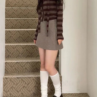 Leche Stripe Muffler Golji Cardigan Set