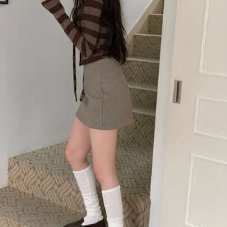 Leche Stripe Muffler Golji Cardigan Set