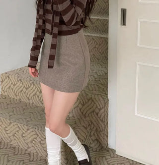 Leche Stripe Muffler Golji Cardigan Set