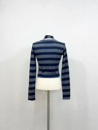 Leche Stripe Muffler Golji Cardigan Set