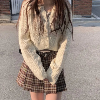 Pienne Soft Cable Thick, Loose-Fit Knit Cardigan