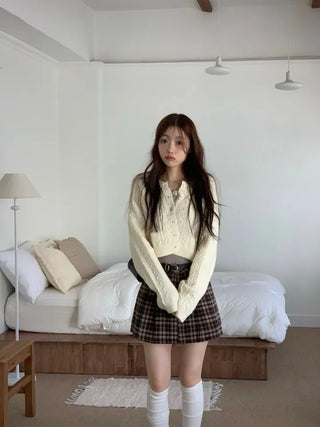 Pienne Soft Cable Thick, Loose-Fit Knit Cardigan