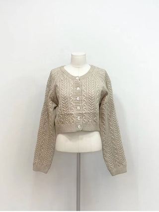 Pienne Soft Cable Thick, Loose-Fit Knit Cardigan