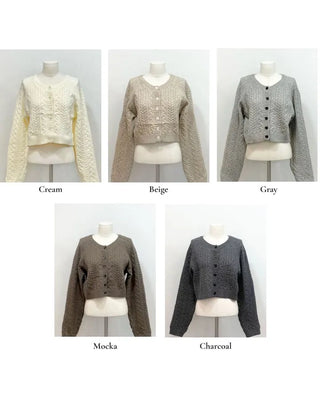 Pienne Soft Cable Thick, Loose-Fit Knit Cardigan