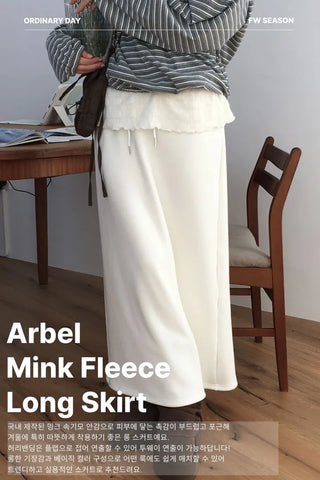 Arbel Mink Fur Banding Long Skirt