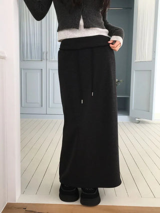 Arbel Mink Fur Banding Long Skirt