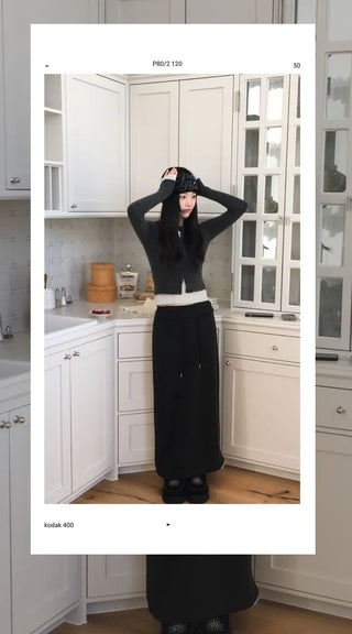 Arbel Mink Fur Banding Long Skirt