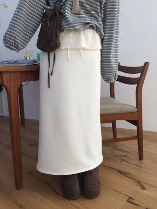 Arbel Mink Fur Banding Long Skirt