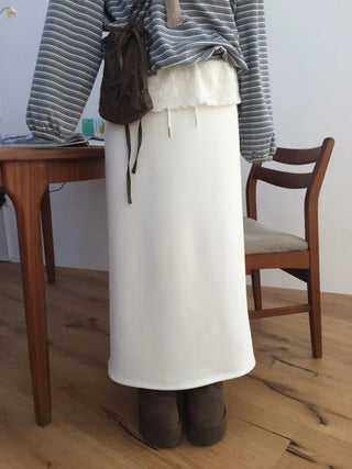 Arbel Mink Fur Banding Long Skirt