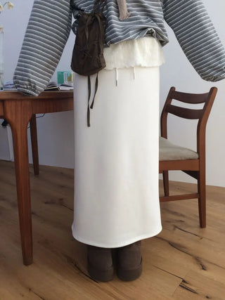 Arbel Mink Fur Banding Long Skirt