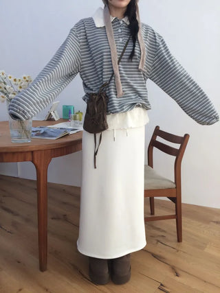 Arbel Mink Fur Banding Long Skirt