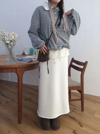 Arbel Mink Fur Banding Long Skirt