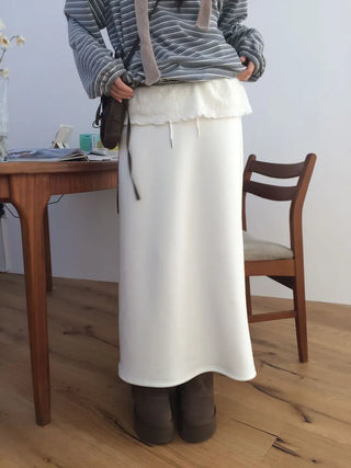 Arbel Mink Fur Banding Long Skirt