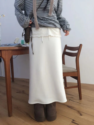 Arbel Mink Fur Banding Long Skirt