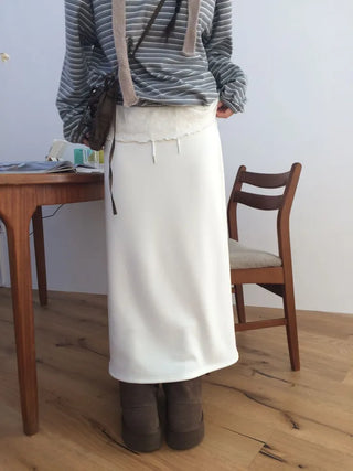 Arbel Mink Fur Banding Long Skirt