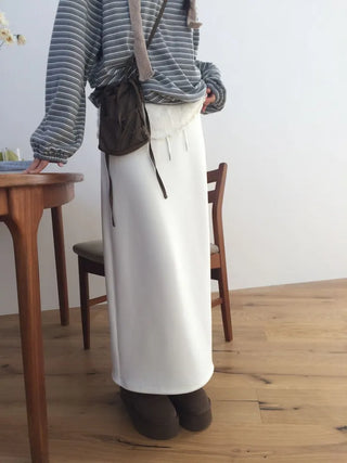 Arbel Mink Fur Banding Long Skirt