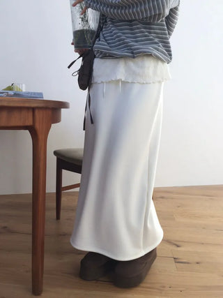 Arbel Mink Fur Banding Long Skirt