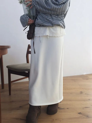 Arbel Mink Fur Banding Long Skirt