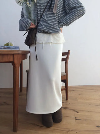 Arbel Mink Fur Banding Long Skirt