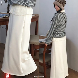 Arbel Mink Fur Banding Long Skirt