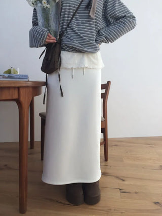 Arbel Mink Fur Banding Long Skirt