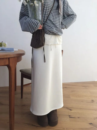 Arbel Mink Fur Banding Long Skirt