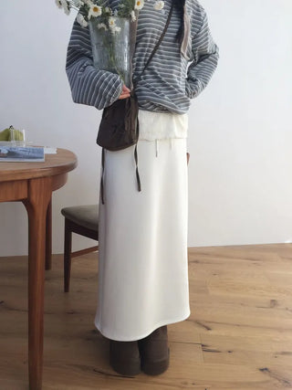 Arbel Mink Fur Banding Long Skirt