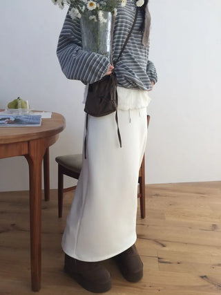 Arbel Mink Fur Banding Long Skirt