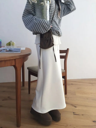 Arbel Mink Fur Banding Long Skirt