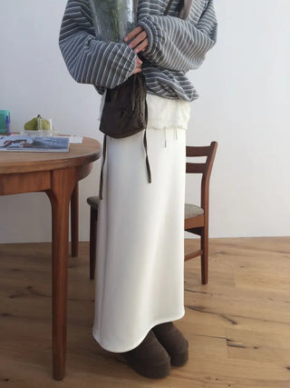 Arbel Mink Fur Banding Long Skirt