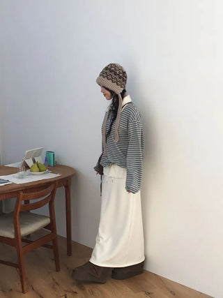 Arbel Mink Fur Banding Long Skirt