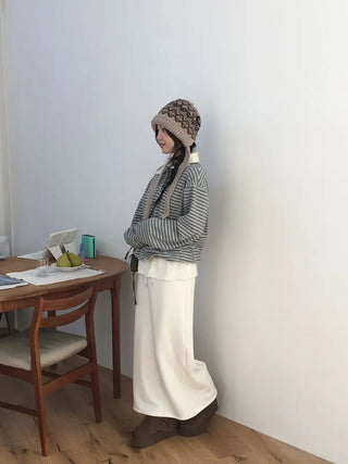 Arbel Mink Fur Banding Long Skirt