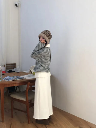 Arbel Mink Fur Banding Long Skirt