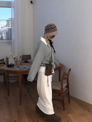 Arbel Mink Fur Banding Long Skirt