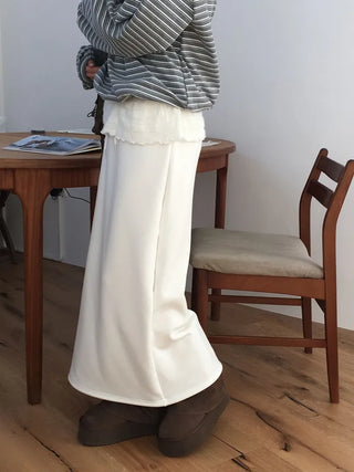 Arbel Mink Fur Banding Long Skirt